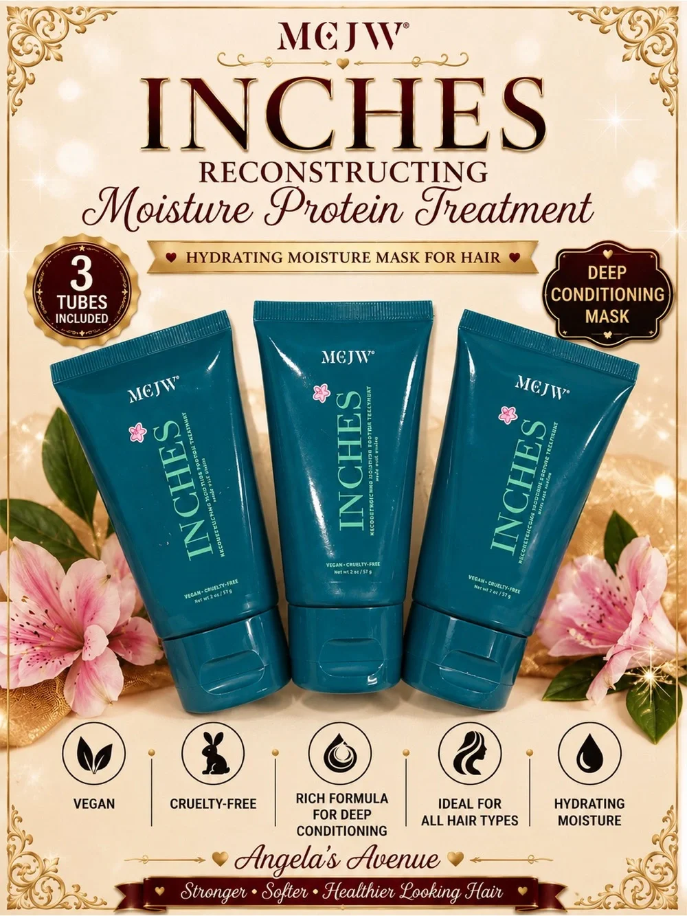 MCJW Inches Reconstructing Moisture Protein Treatment 3 Bottles